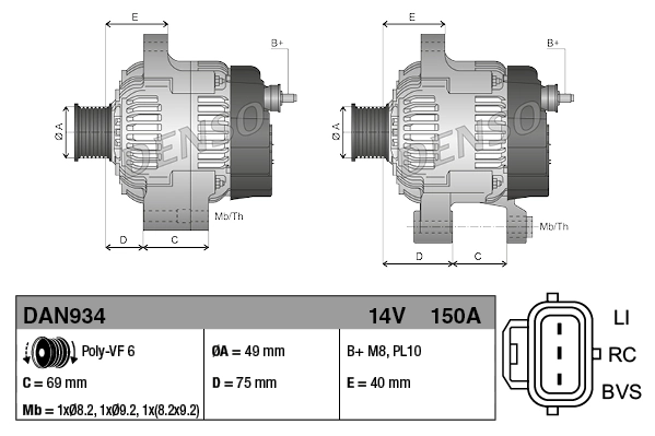 Генератор Denso DAN934 ціна, від 179.48 USD