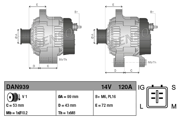 Генератор Denso DAN939 ціна, від 178.77 USD