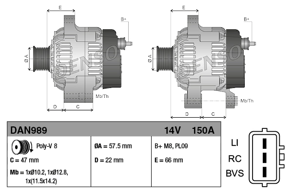 Генератор Denso DAN989 ціна, від 164.98 USD