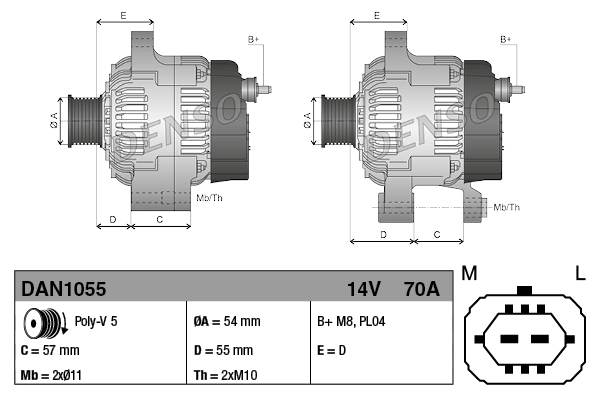 Генератор Denso DAN1055 ціна, від 155.44 USD