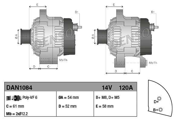 Купити DAN1084 Denso Генератор