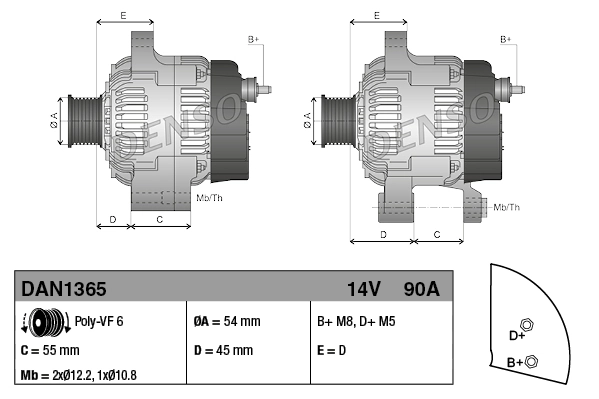 Генератор Denso DAN1365 ціна, від 185.87 USD