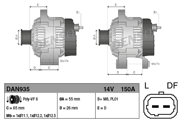 Генератор Denso DAN935 ціна, від 211.73 USD