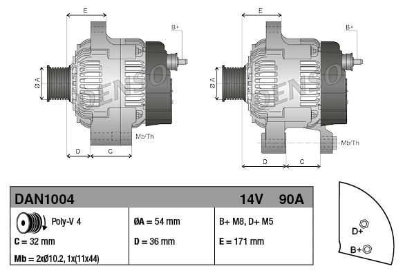 Генератор Denso DAN1004 ціна, від 125.56 USD