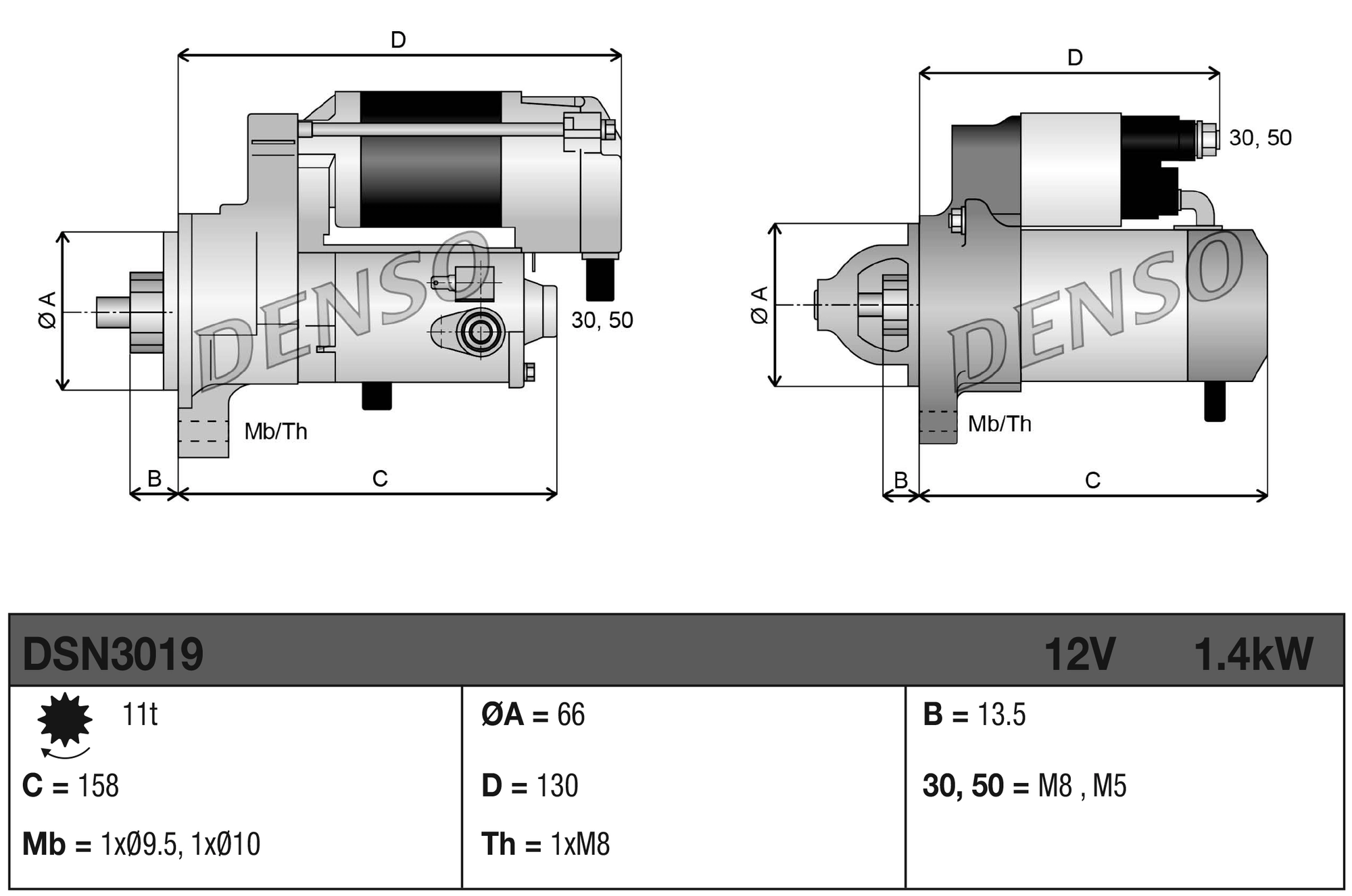 Стартер Denso DSN3019 ціна, від 65.51 USD