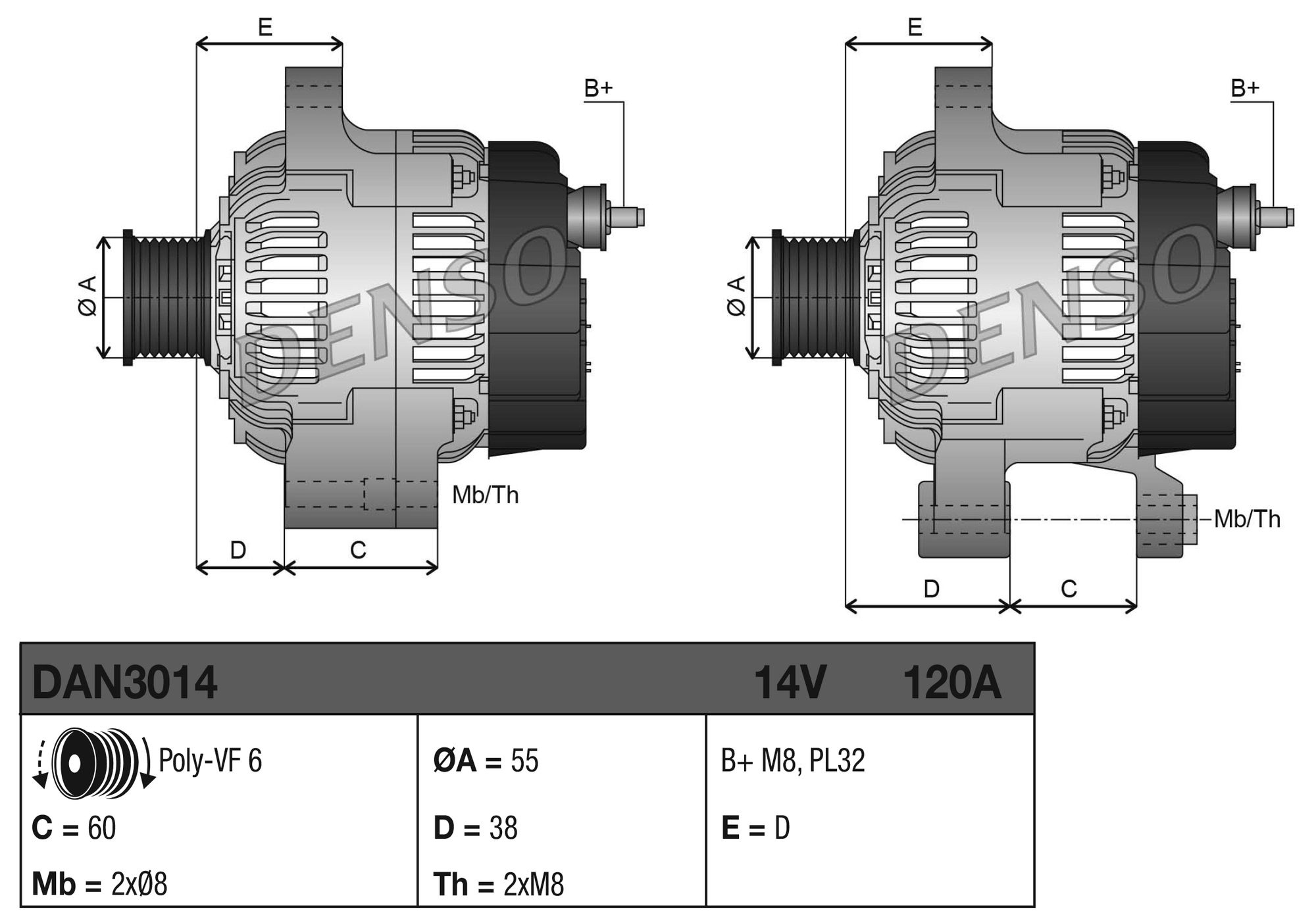 Генератор Denso DAN3014 ціна, від 180.00 USD
