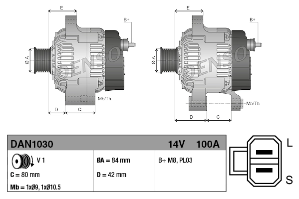 Купити DAN1030 Denso Генератор