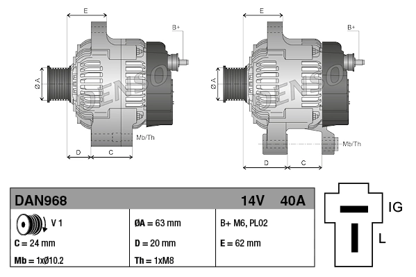 Генератор Denso DAN968 ціна, від 108.23 USD