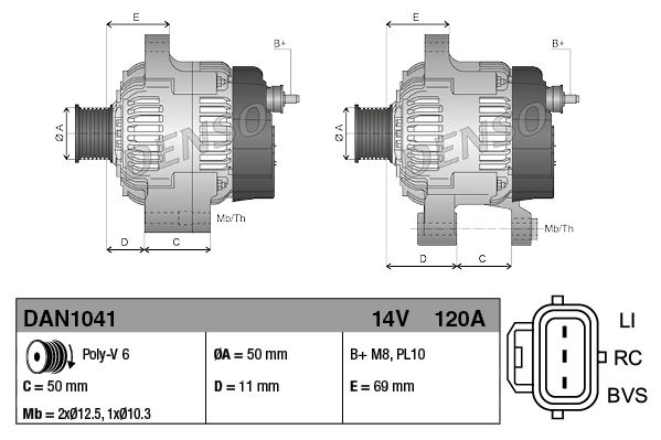 Купити DAN1041 Denso Генератор