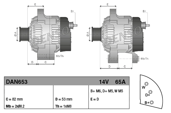 Генератор Denso DAN653 ціна, від 146.11 USD