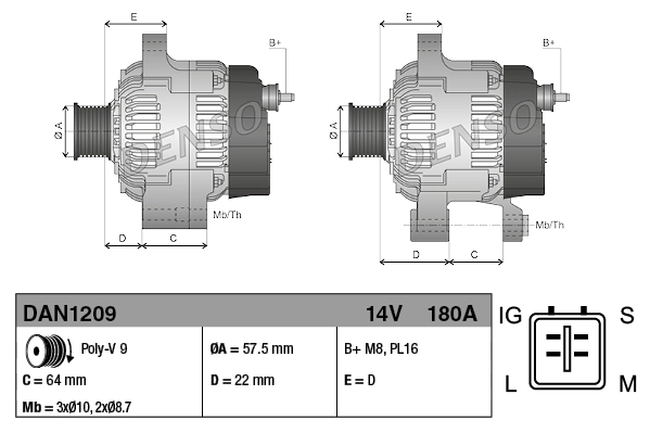 Генератор Denso DAN1209 ціна, від 287.43 USD