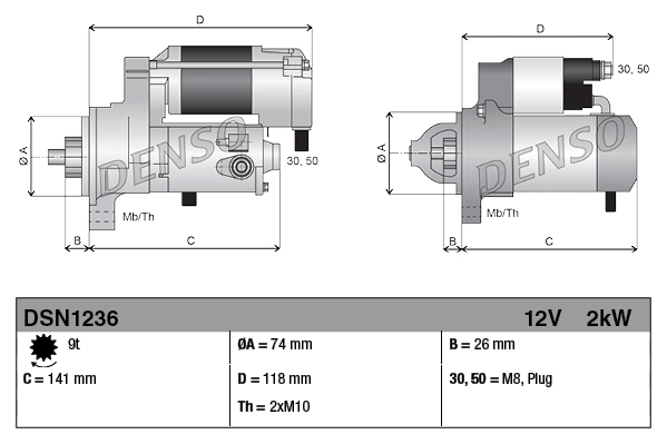 Стартер Denso DSN1236 ціна, від 157.79 USD
