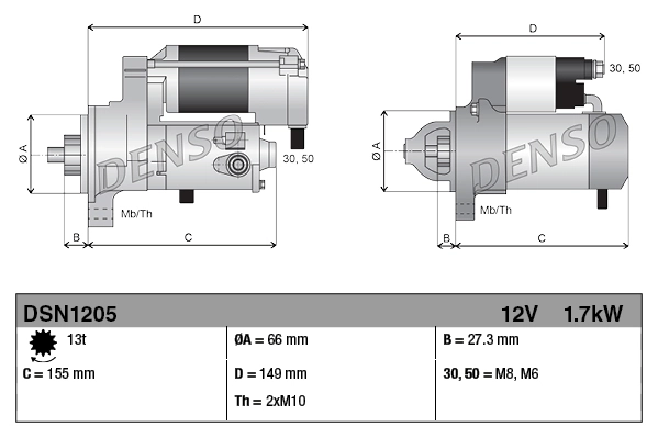 Стартер Denso DSN1205 ціна, від 70.53 USD