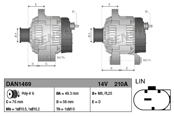 Генератор Denso DAN1469 ціна, від 226.03 USD
