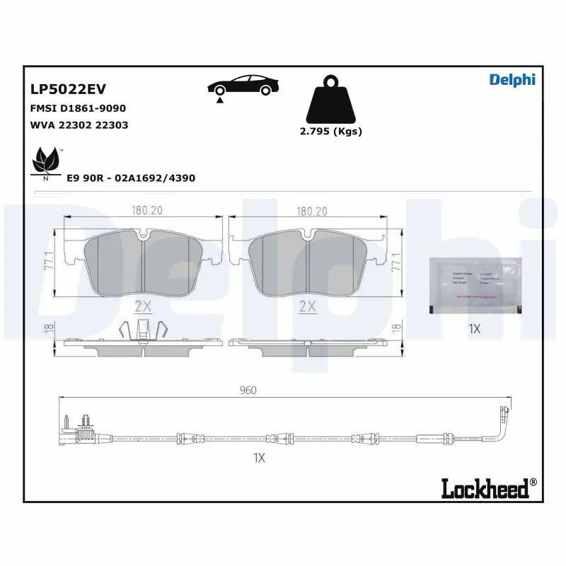 Передні тормозні колодки LR150620 Land Rover