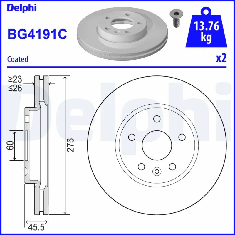 BG4191C Delphi Гальмо дискове переднє