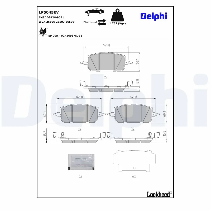Передні тормозні колодки L2Y626248 Mazda