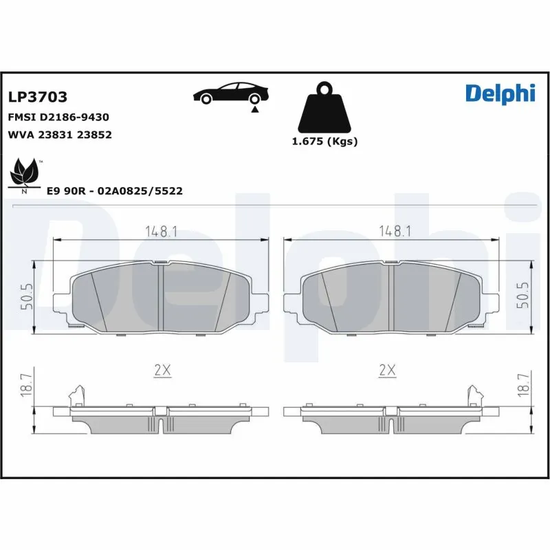 Задні гальмівні колодки Chrysler K68386838AA ціна, від 40.27 USD