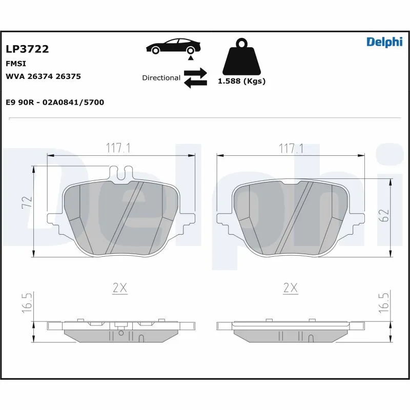 Задні дискові колодки Mercedes A0004204103