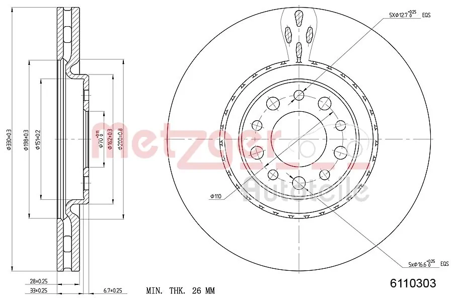 Диск переднього гальма Alfa Romeo Giulietta хетчбек (940) (2010 - 2020) ціна, від 74.50 USD