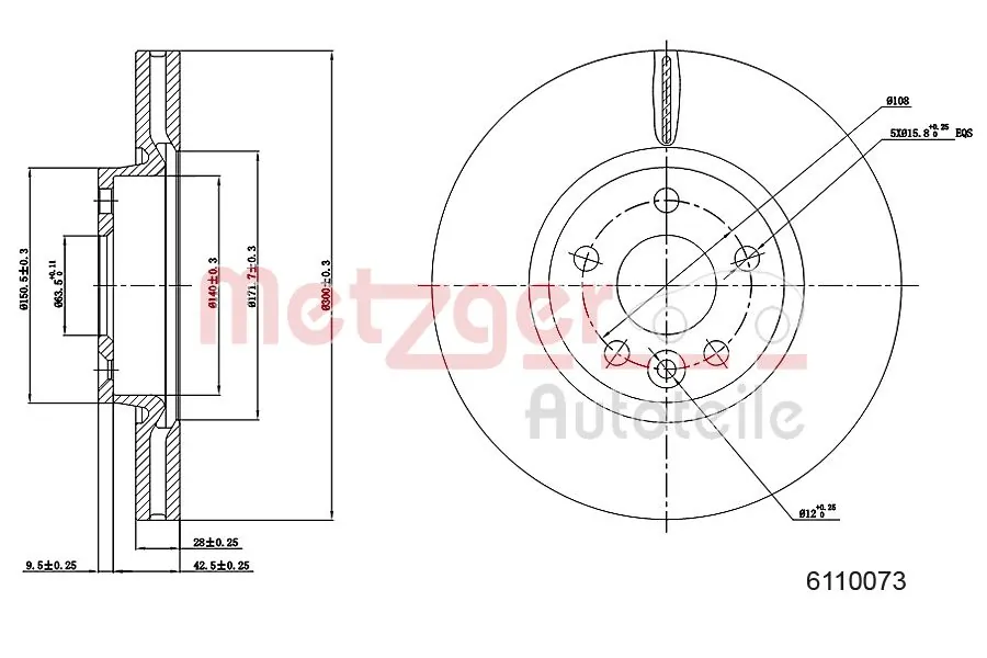 Диск переднього гальма Ford Galaxy II CA1 мінівен (WA6) (2006 - 2015) ціна, від 49.93 USD
