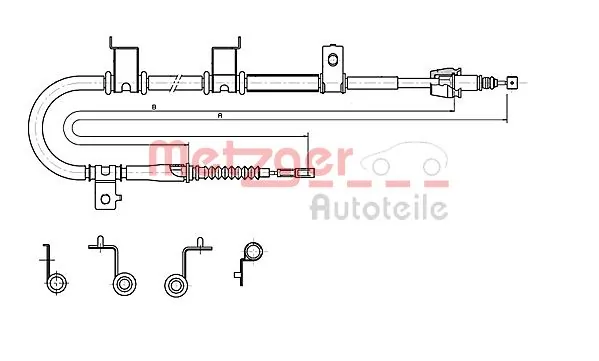 KM0703684 KAP Трос ручного гальма задній, правий