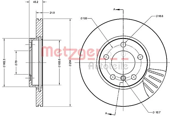 Диск гальмівний передній Metelli 231408C