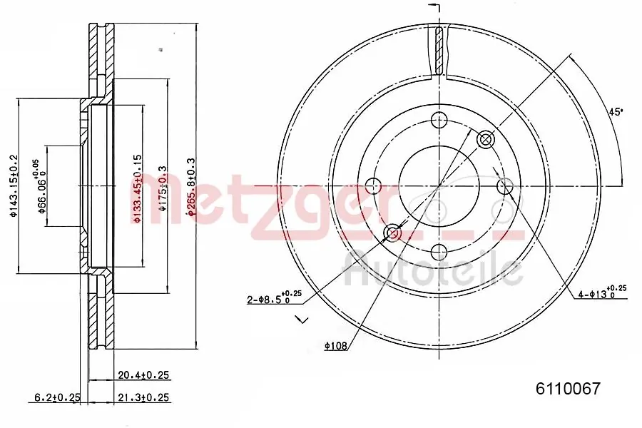 Гальмо дискове переднє на Peugeot 206  2A/C
