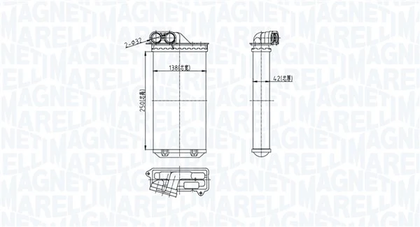 BR460 Magneti Marelli Радіатор опалювача салону