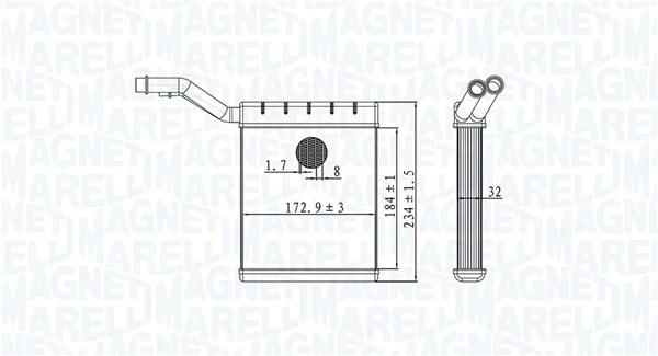 BR480 Magneti Marelli Радіатор опалювача салону