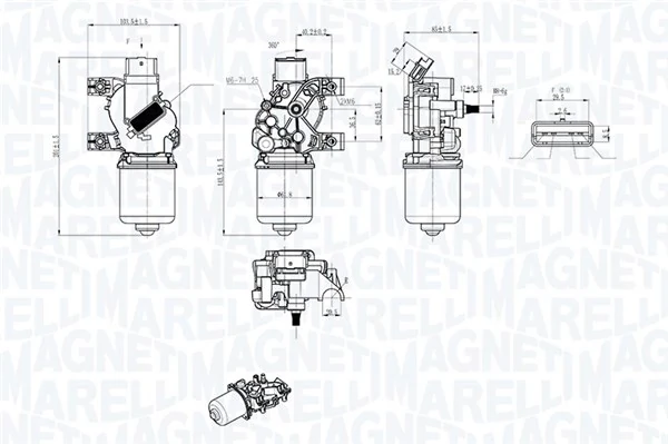 064043803010 Magneti Marelli Мотор склоочисника скла (трапеції)