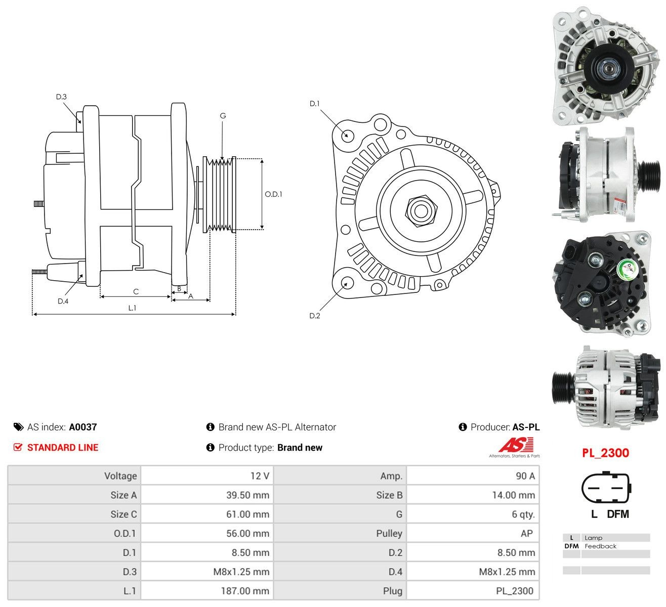 Генератор As-pl A0037 ціна, від 137.98 USD
