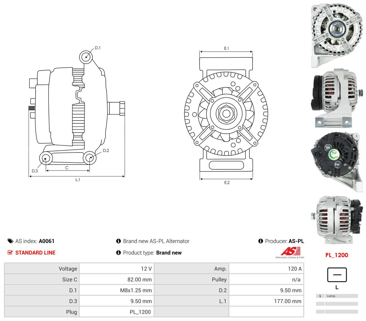 Генератор As-pl A0061 ціна, від 50.45 USD