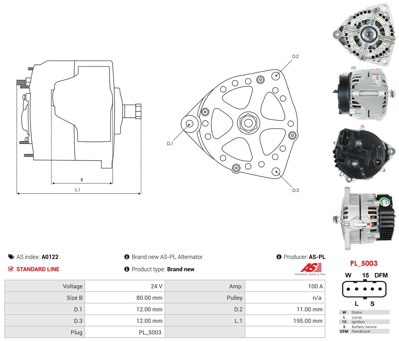 Генератор As-pl A0122 ціна, від 167.57 USD