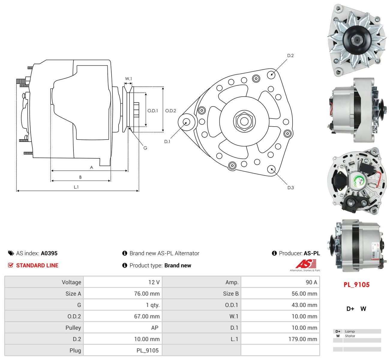 Генератор As-pl A0395 ціна, від 25.21 USD