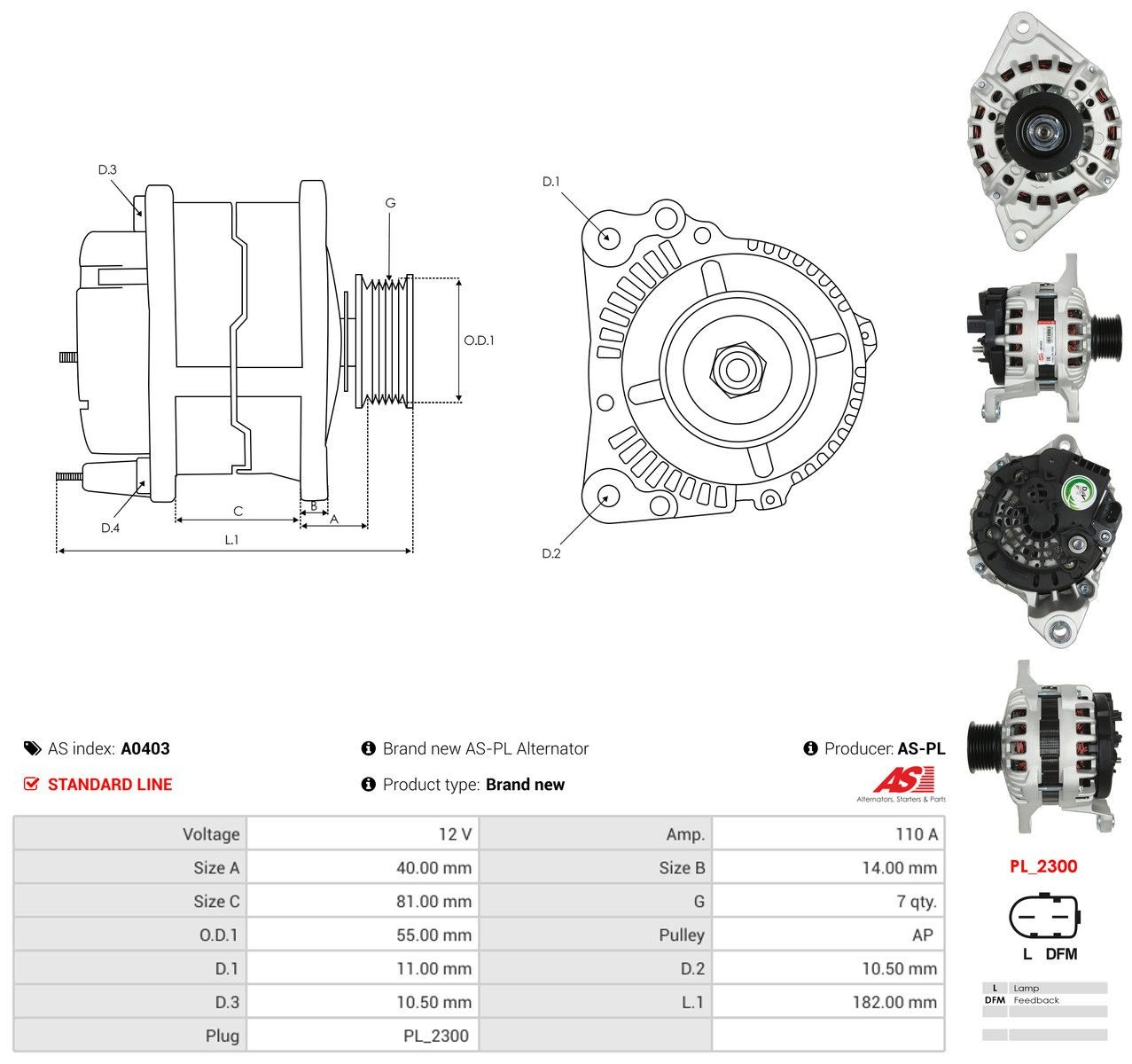 Генератор As-pl A0403 ціна, від 168.80 USD