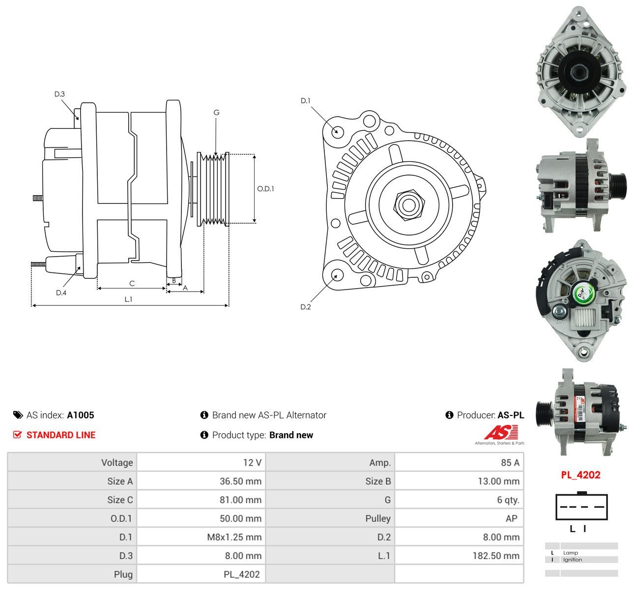 Генератор As-pl A1005 ціна, від 116.47 USD