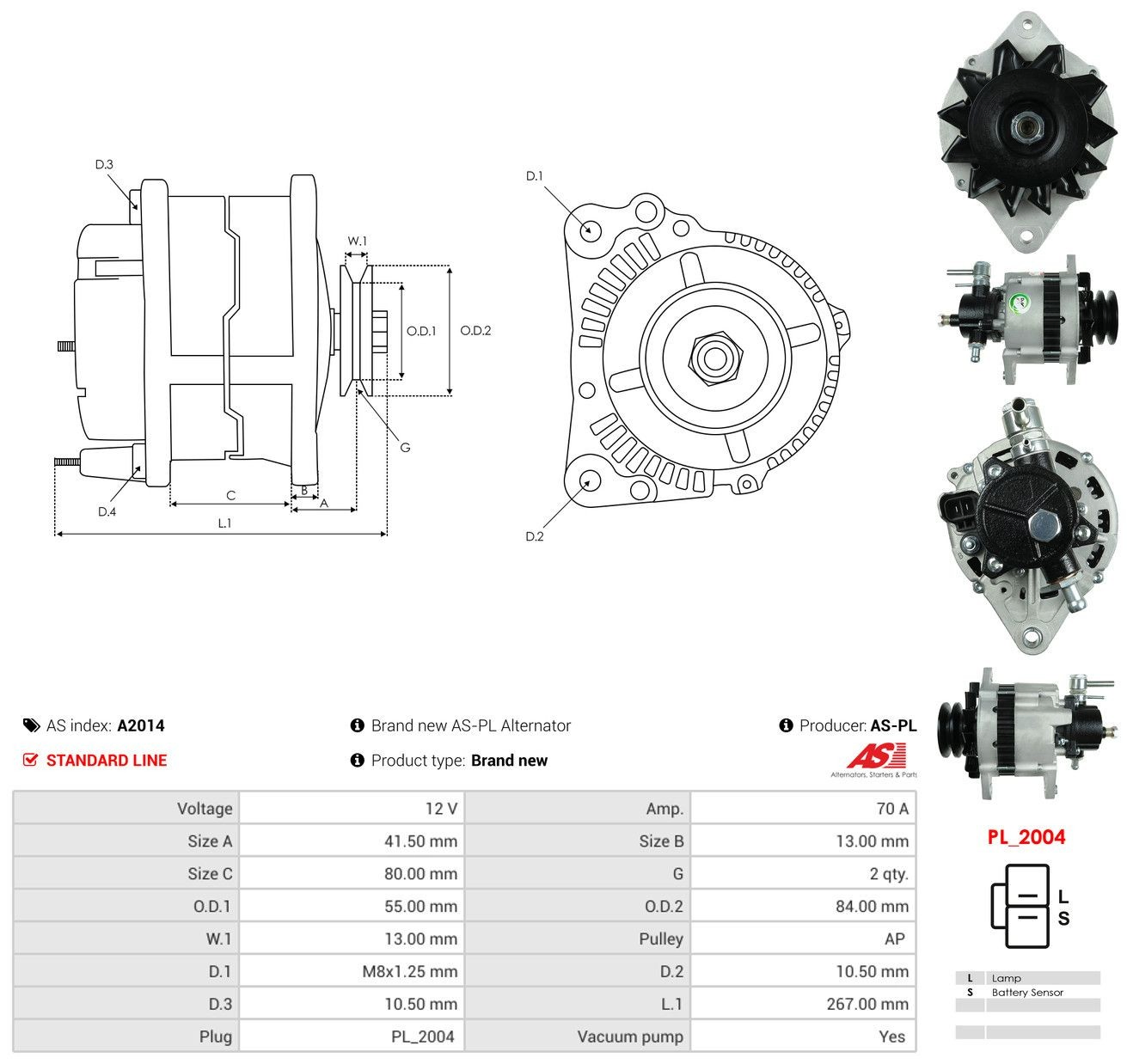Генератор As-pl A2014 ціна, від 163.07 USD