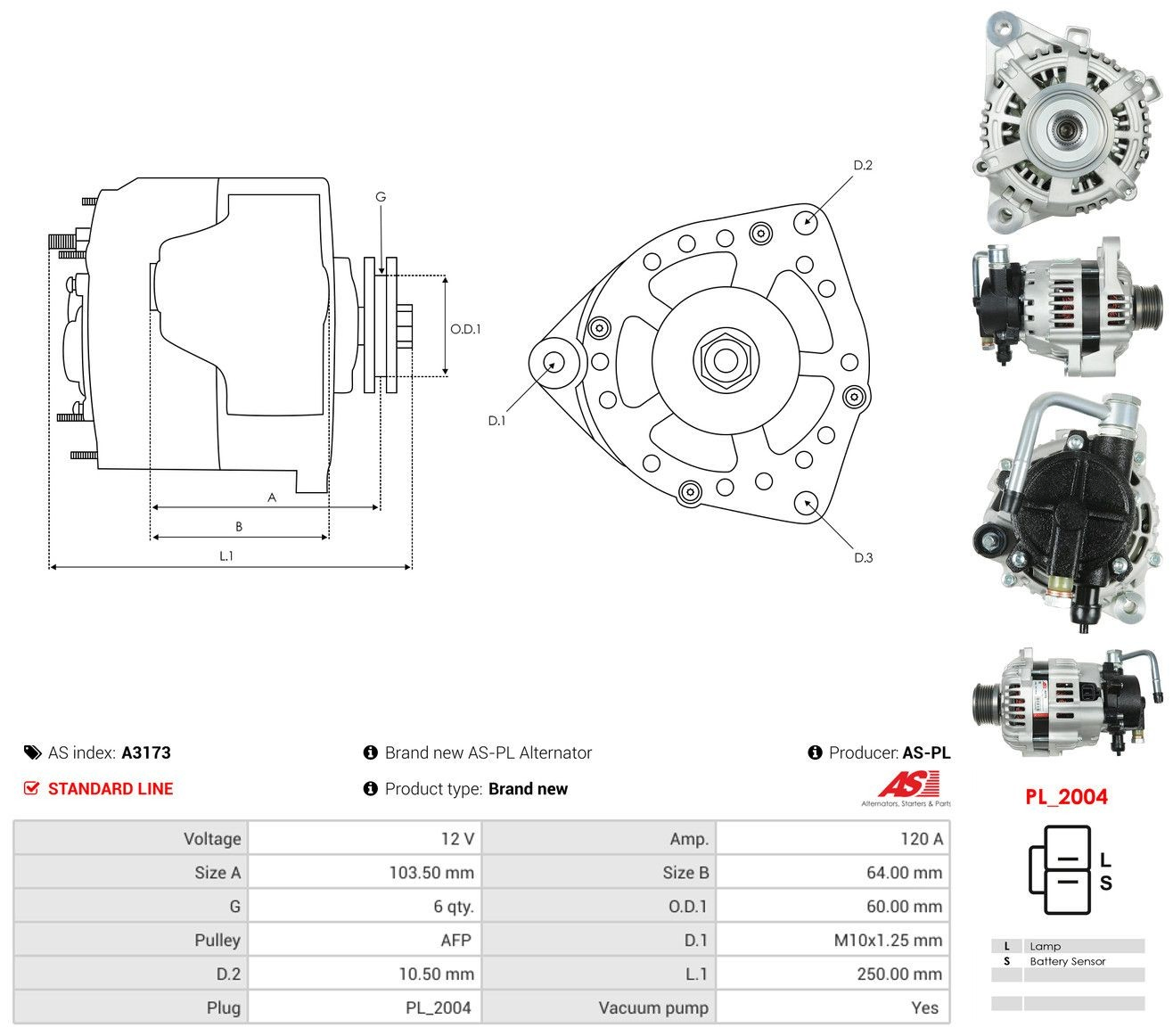 Генератор As-pl A3173 ціна, від 112.11 USD
