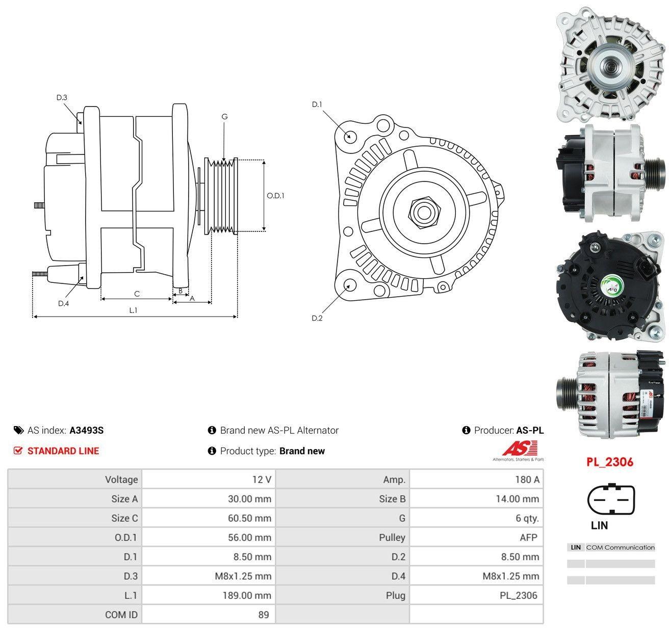 Генератор As-pl A3493S ціна, від 249.70 USD