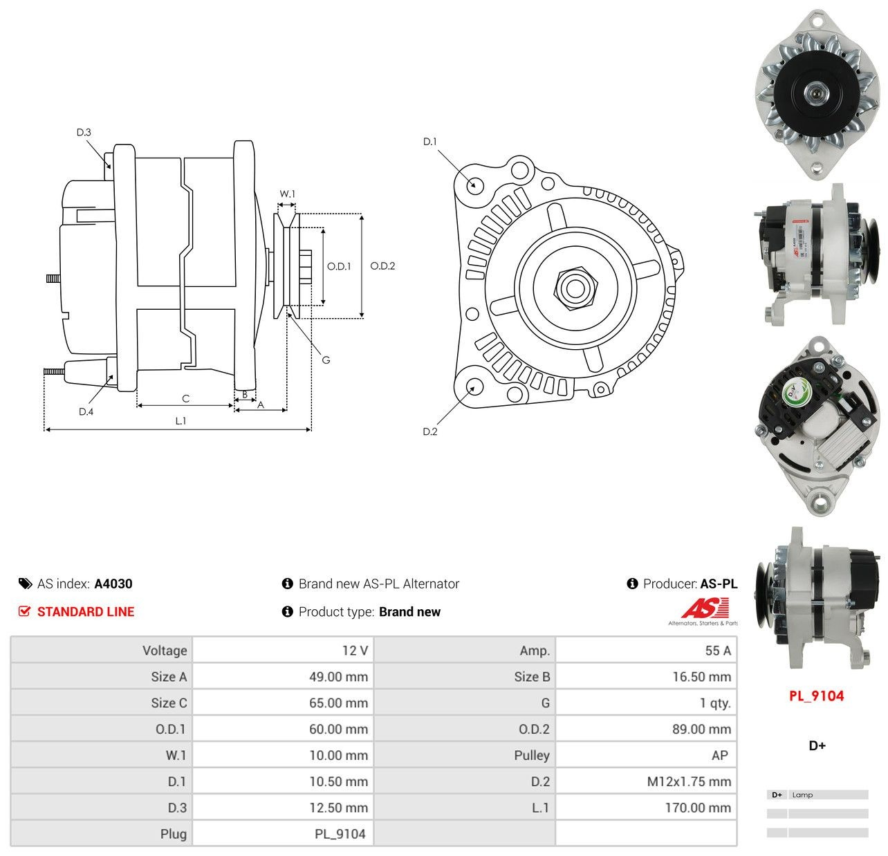 Генератор As-pl A4030 ціна, від 97.96 USD