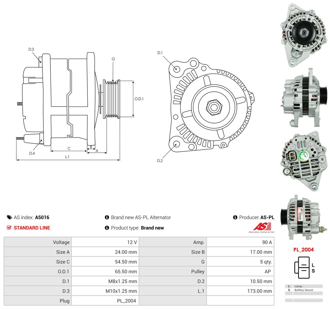 Генератор As-pl A5016 ціна, від 163.81 USD