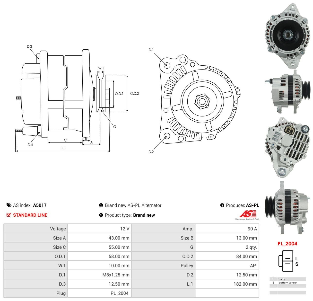 Генератор As-pl A5017 ціна, від 126.96 USD