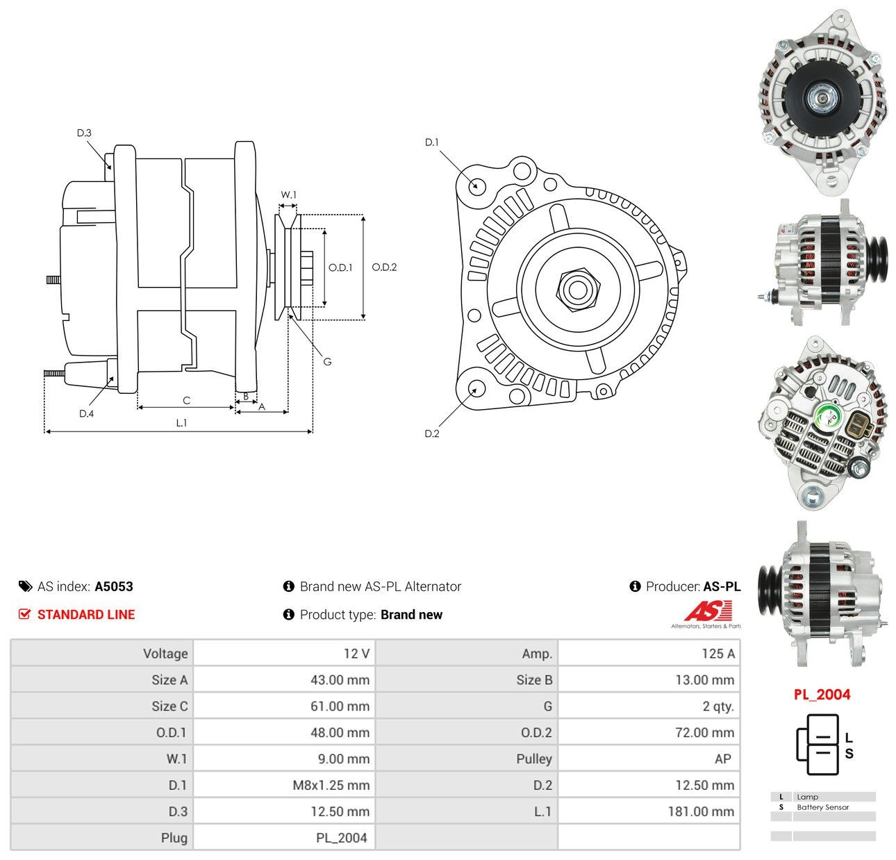 Генератор As-pl A5053 ціна, від 188.44 USD
