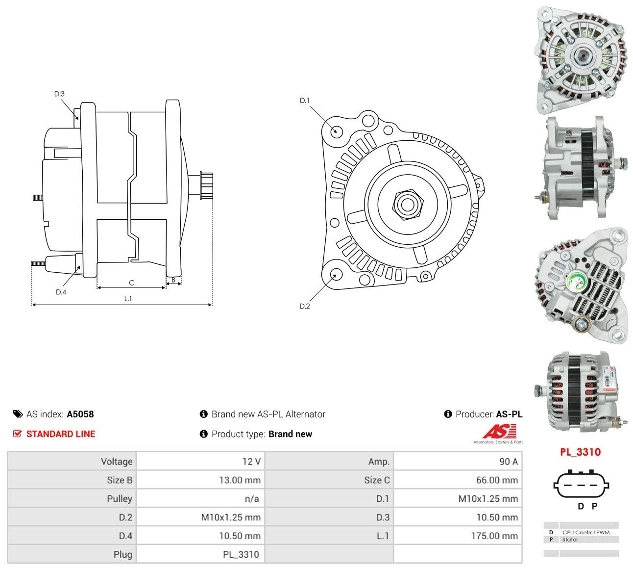 Генератор As-pl A5058 ціна, від 55.87 USD