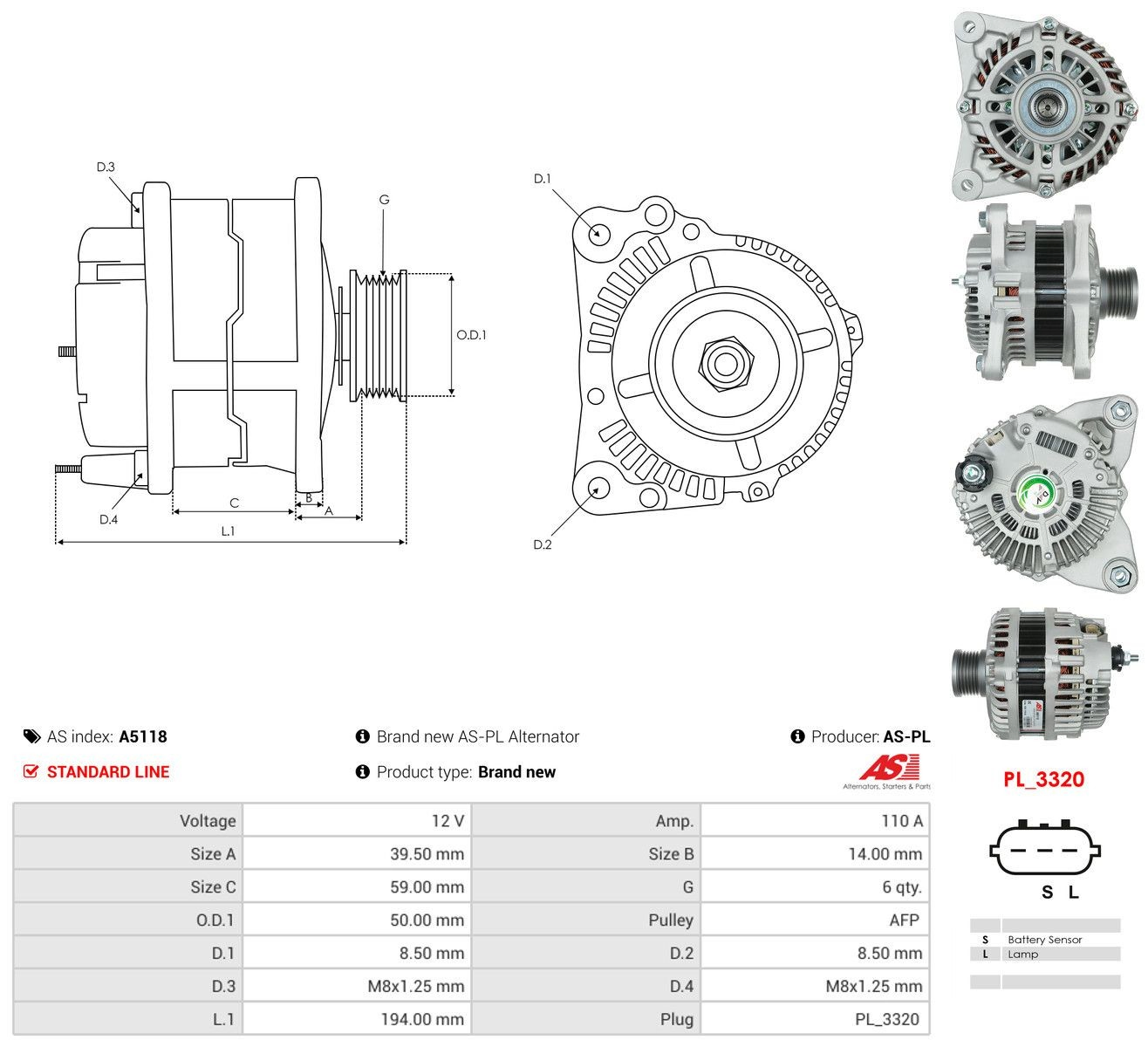 Генератор As-pl A5118 ціна, від 44.84 USD
