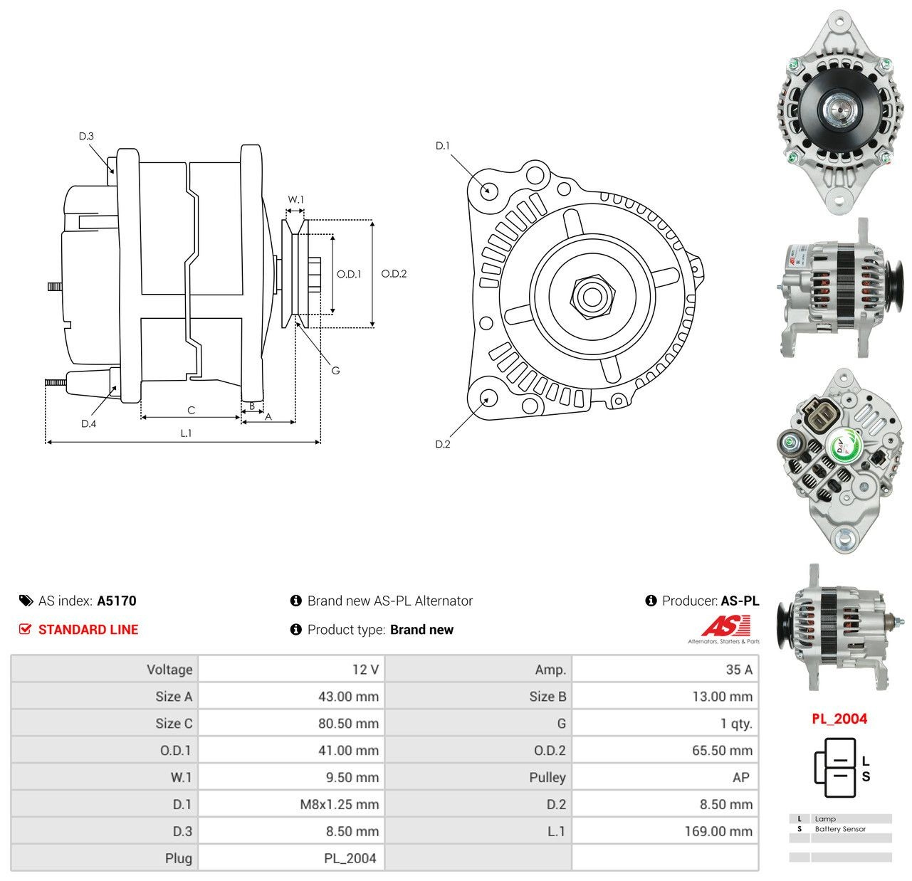 Генератор As-pl A5170 ціна, від 113.09 USD