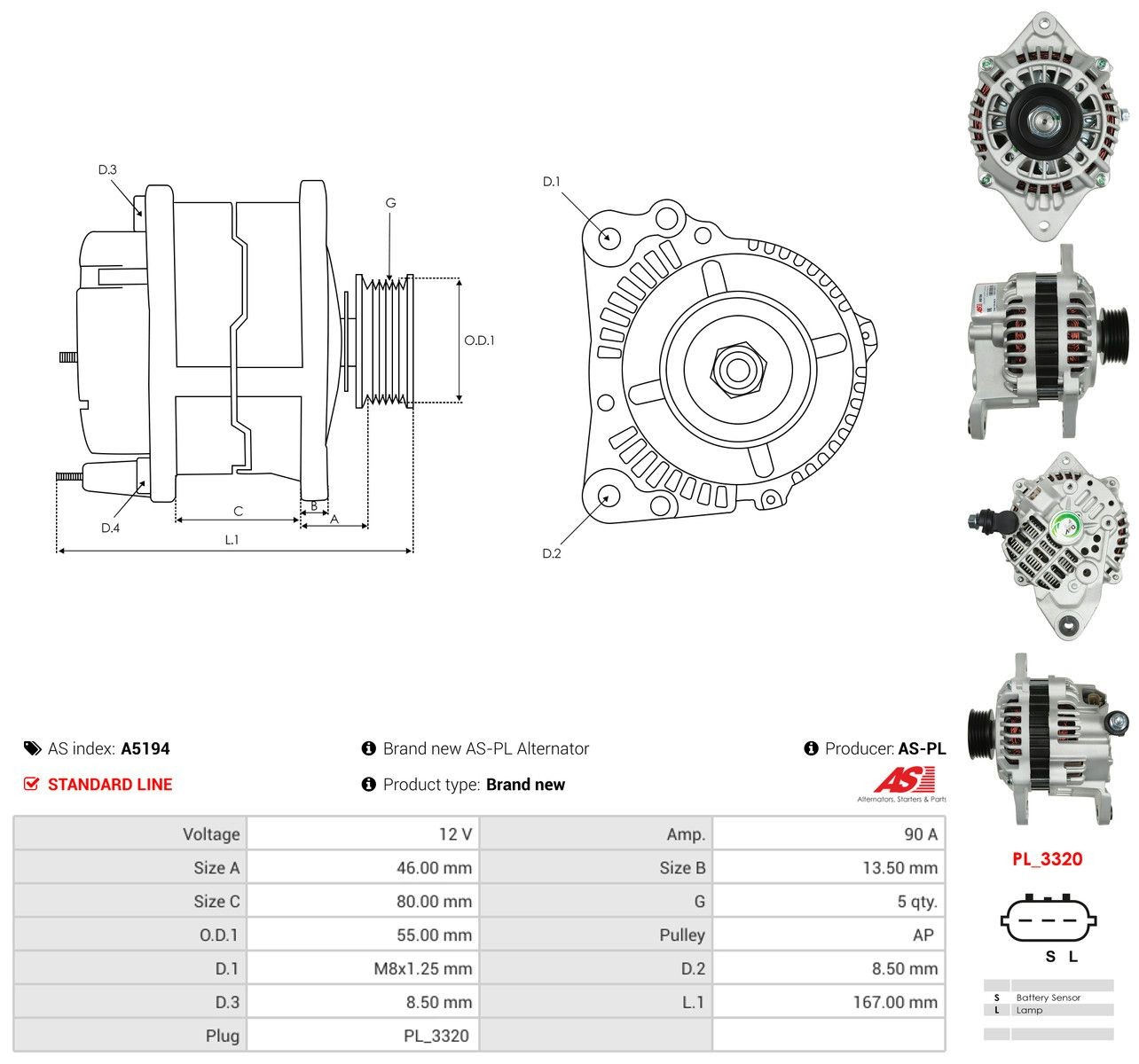 Генератор As-pl A5194 ціна, від 95.53 USD
