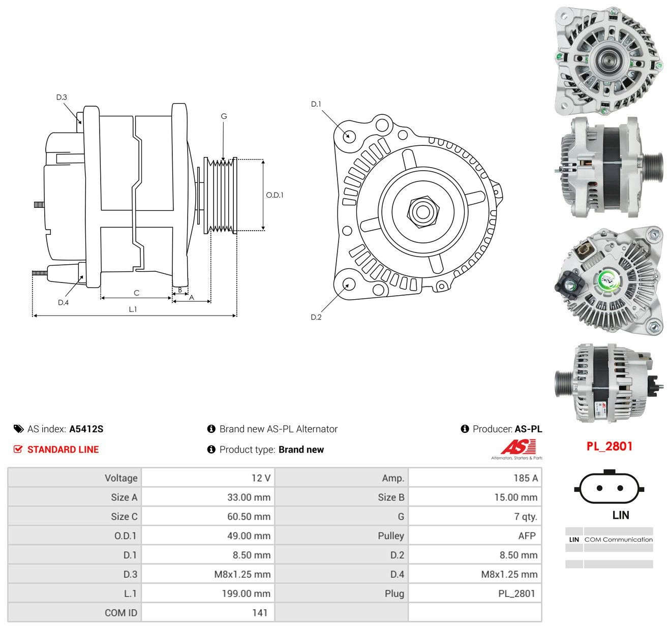 Генератор As-pl A5412S ціна, від 259.90 USD