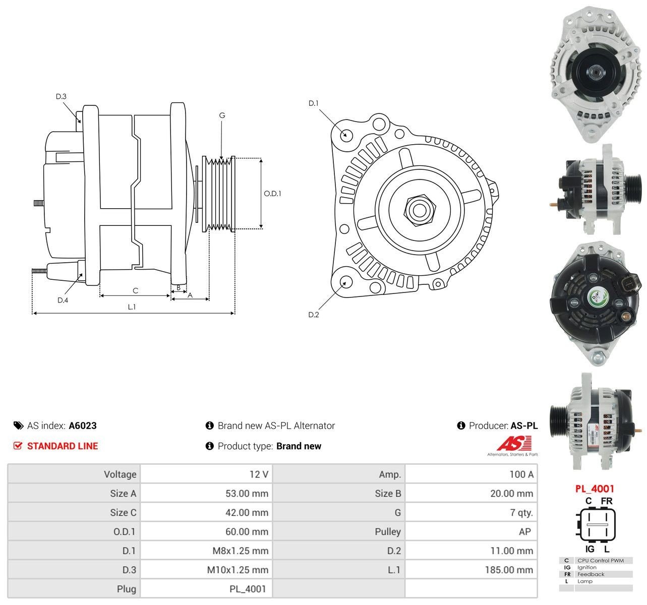 Генератор As-pl A6023 ціна, від 185.73 USD